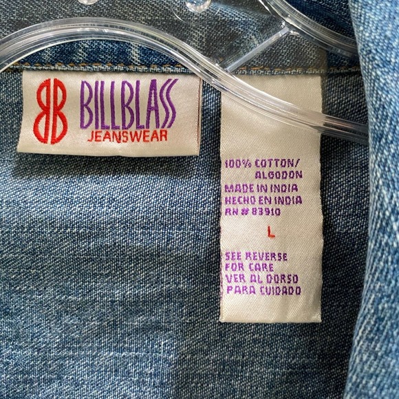 Vintage Bill Blass Jeans Jacket classic 100% cotton blue denim ladies size L - Picture 4 of 8